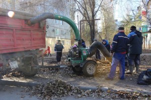 слоненок_уборочная техника_листва