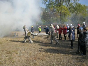 лицеисты на практическом занятии по го и чс